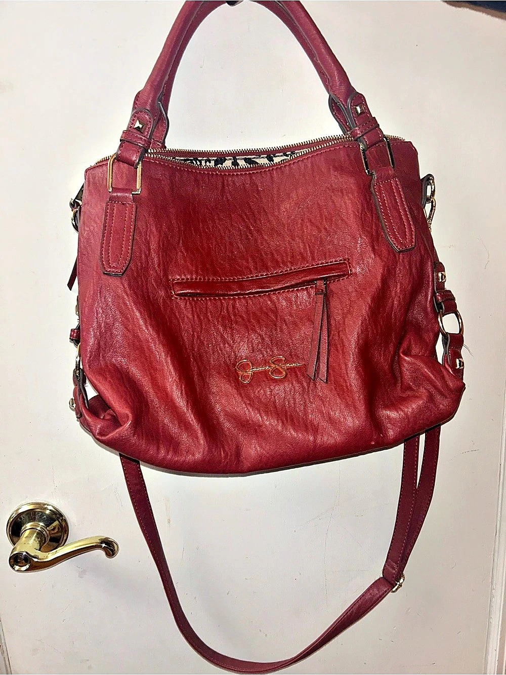 Jessica Simpson Leather Shoulder Bag in Red